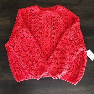 *FOREVER21* bright coral shenille knit sweater